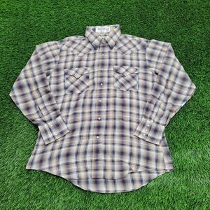 Vintage Campus Western Hippie Shirt L 16.5 23x30 Pearl-Snap